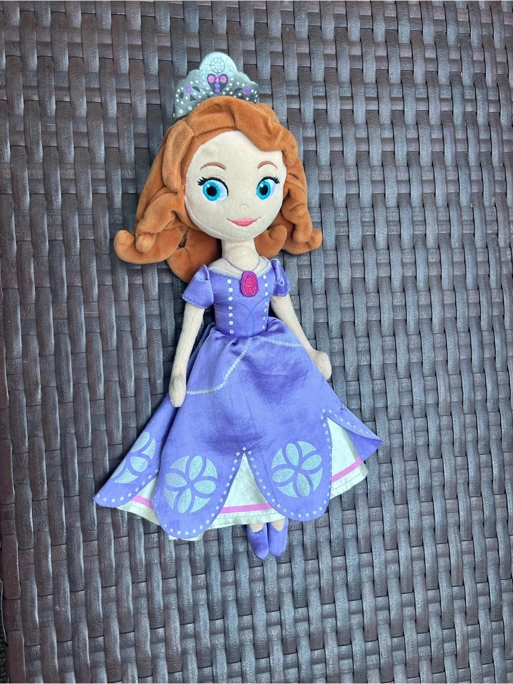 Disney Sofia the First Purple Princess Plush Doll with Brown Hair and Blue Eyes